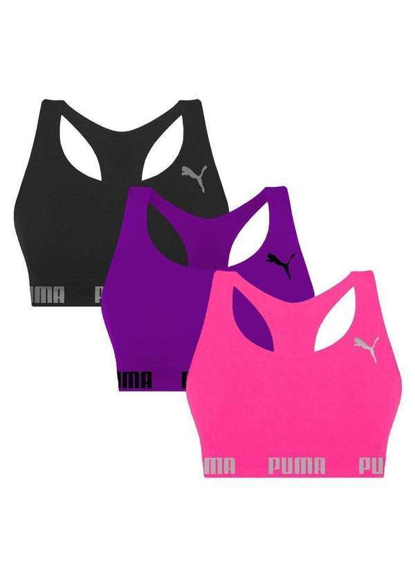 Puma - Kit 3 Tops Puma Nadador sem Costura Feminino Roxo