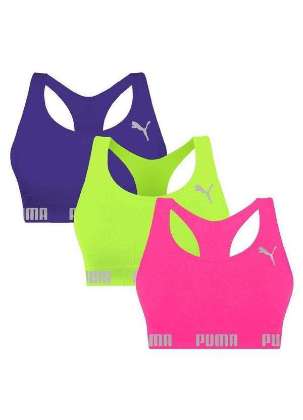 Puma - Kit 3 Tops Puma Nadador sem Costura Feminino Roxo