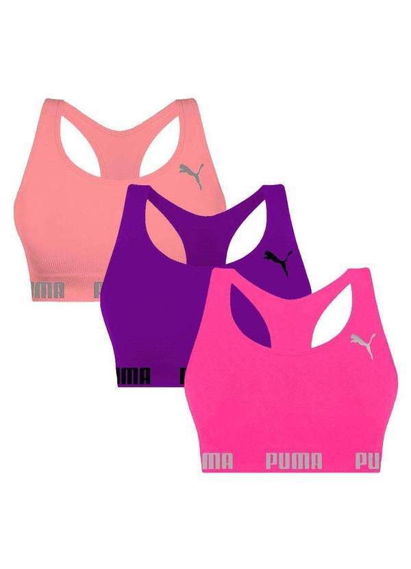 Puma - Kit 3 Tops Puma Nadador sem Costura Feminino Roxo