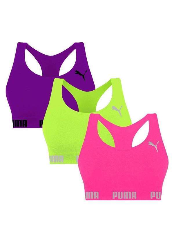 Puma - Kit 3 Tops Puma Nadador sem Costura Feminino Roxo