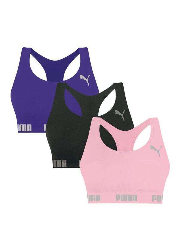 Puma - Kit 3 Tops Puma Nadador sem Costura Feminino Roxo
