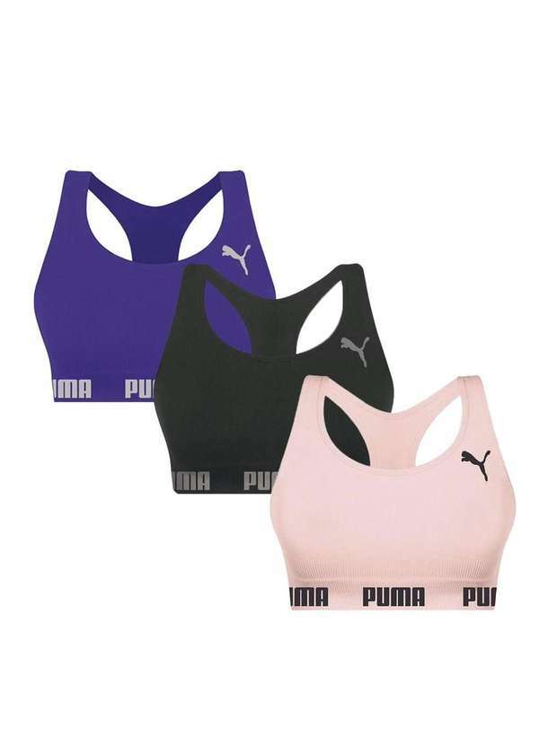 Puma - Kit 3 Tops Puma Nadador sem Costura Feminino Roxo