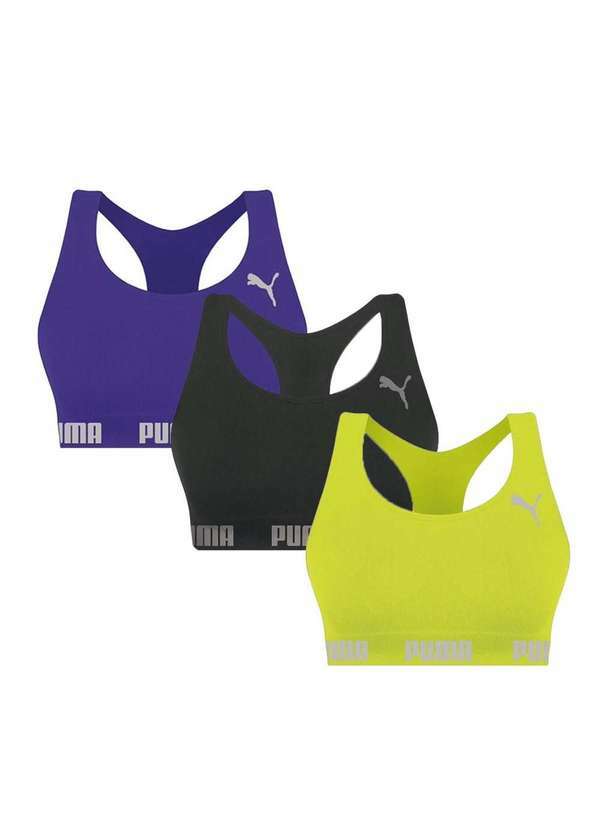 Puma - Kit 3 Tops Puma Nadador sem Costura Feminino Roxo