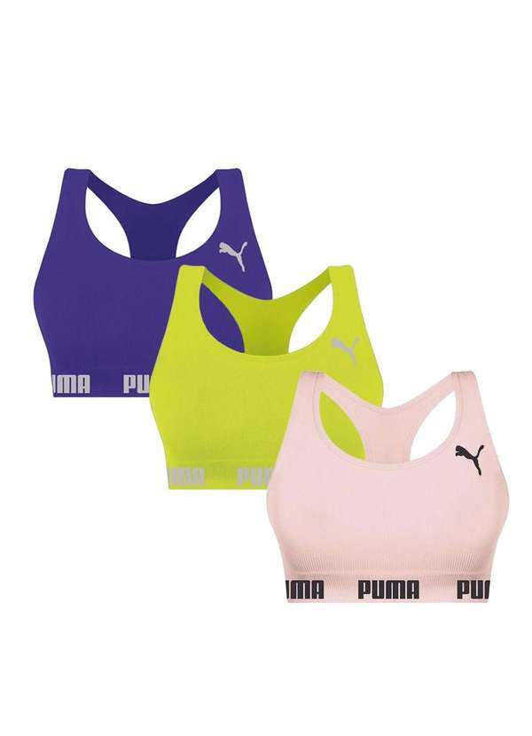 Puma - Kit 3 Tops Puma Nadador sem Costura Feminino Roxo
