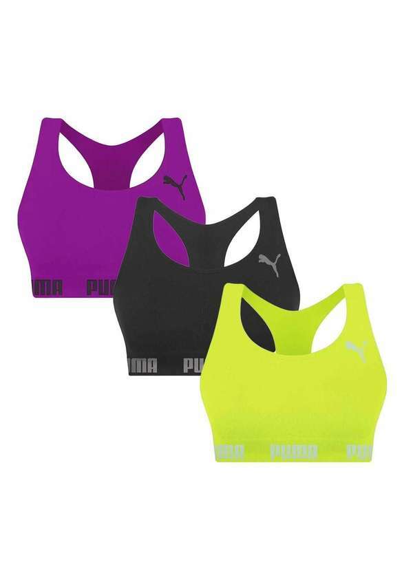 Puma - Kit 3 Tops Puma Nadador sem Costura Feminino Roxo