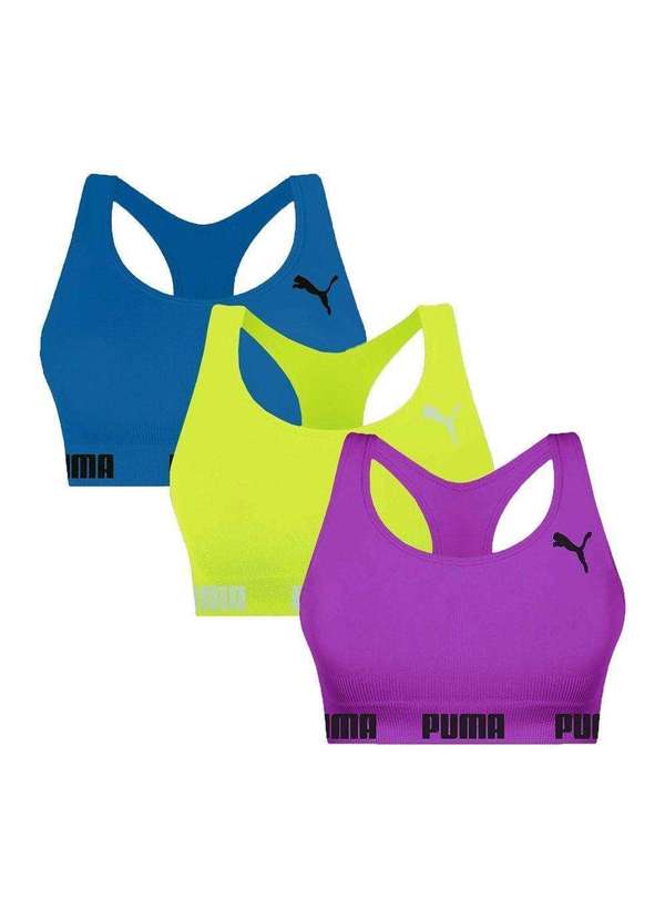 Selene - Kit 3 Tops Puma Nadador sem Costura Feminino Roxo 1