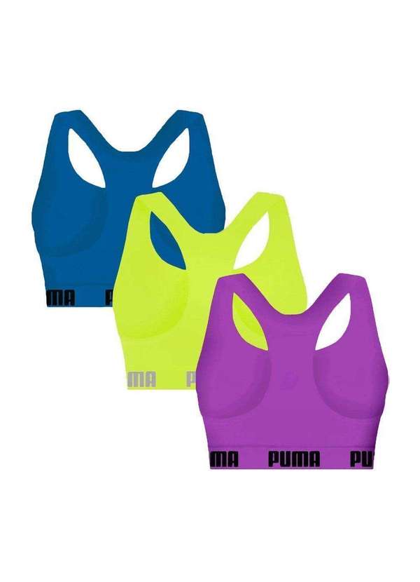 Selene - Kit 3 Tops Puma Nadador sem Costura Feminino Roxo 2