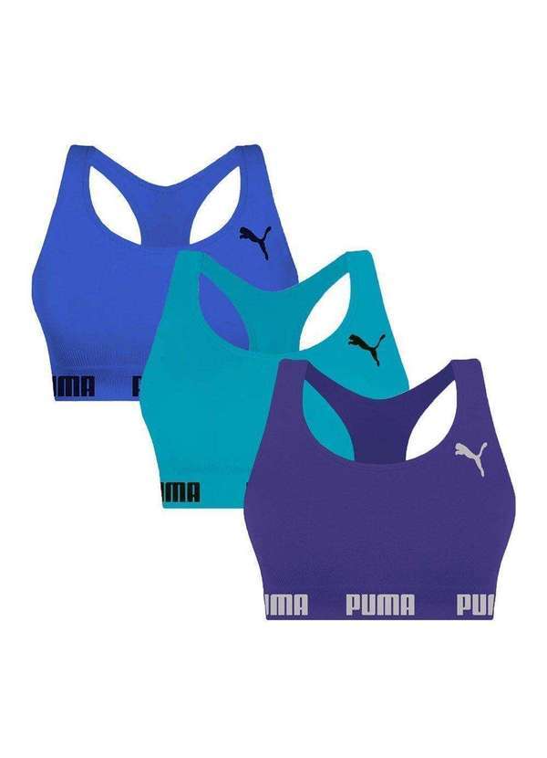 Selene - Kit 3 Tops Puma Nadador sem Costura Feminino Roxo