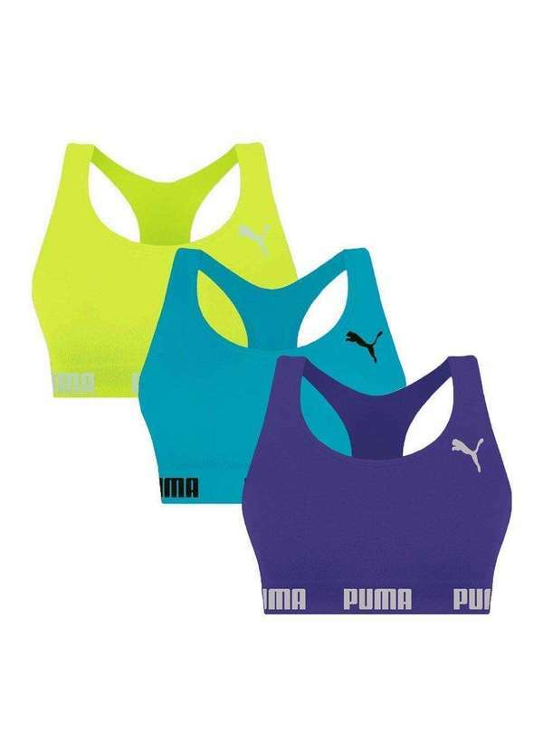 Selene - Kit 3 Tops Puma Nadador sem Costura Feminino Roxo