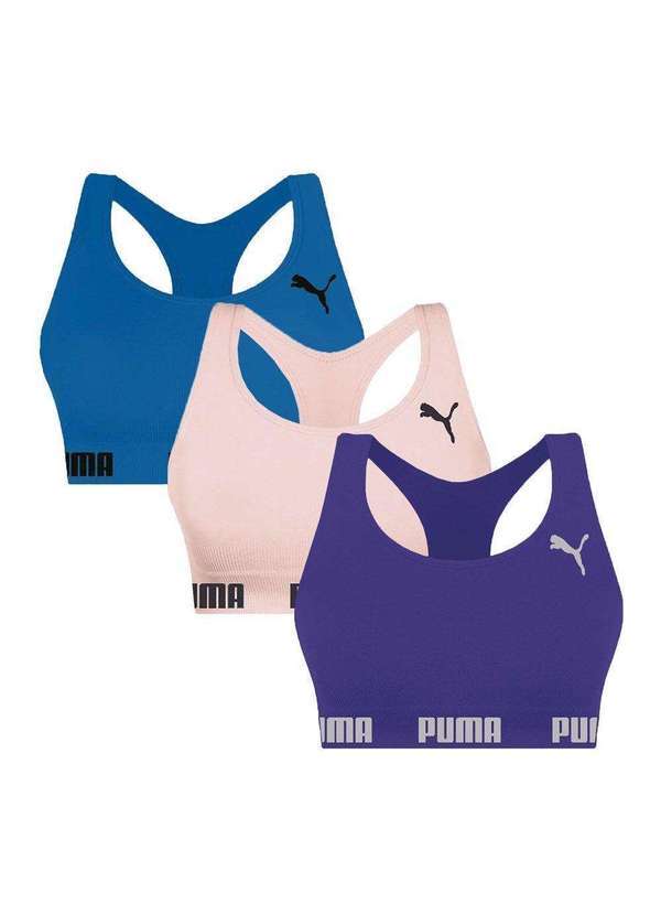 Selene - Kit 3 Tops Puma Nadador sem Costura Feminino Roxo
