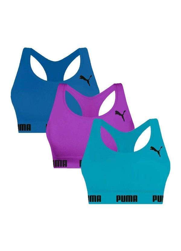 Selene - Kit 3 Tops Puma Nadador sem Costura Feminino Roxo