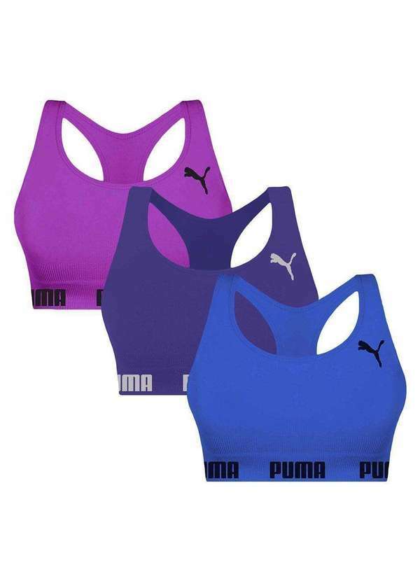 Puma - Kit 3 Tops Puma Nadador sem Costura Feminino Roxo