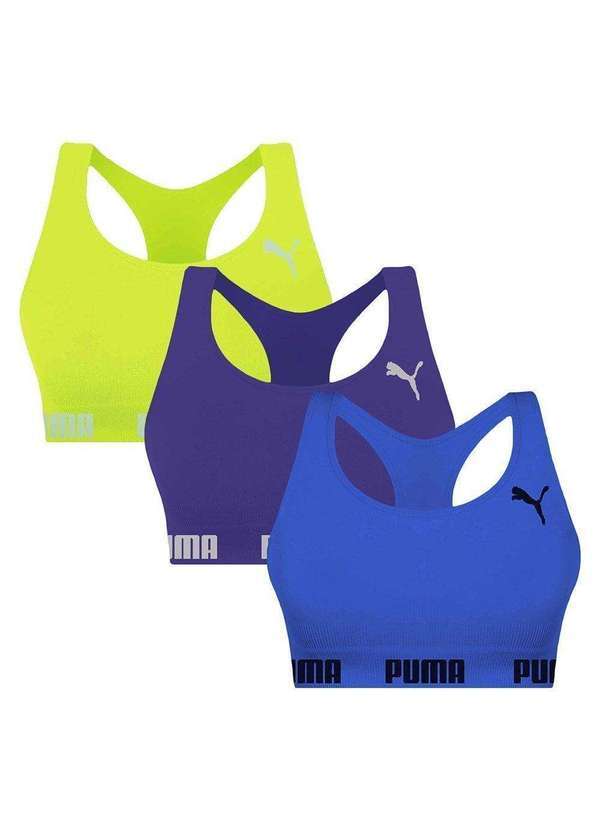 Puma - Kit 3 Tops Puma Nadador sem Costura Feminino Roxo