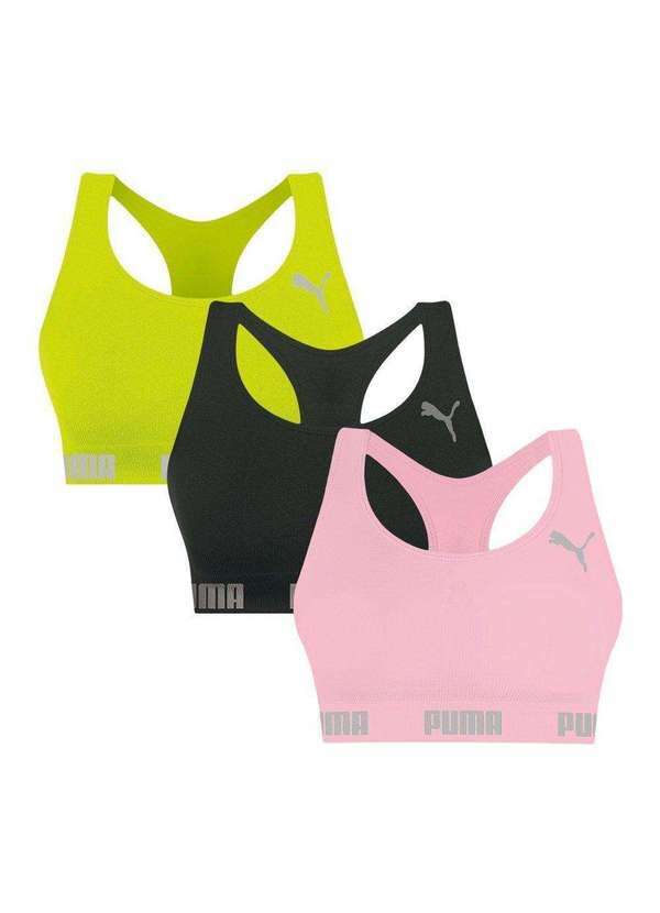Puma - Kit 3 Tops Puma Nadador sem Costura Feminino Verde