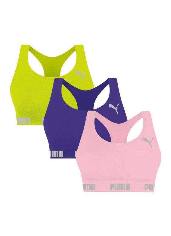 Puma - Kit 3 Tops Puma Nadador sem Costura Feminino Verde
