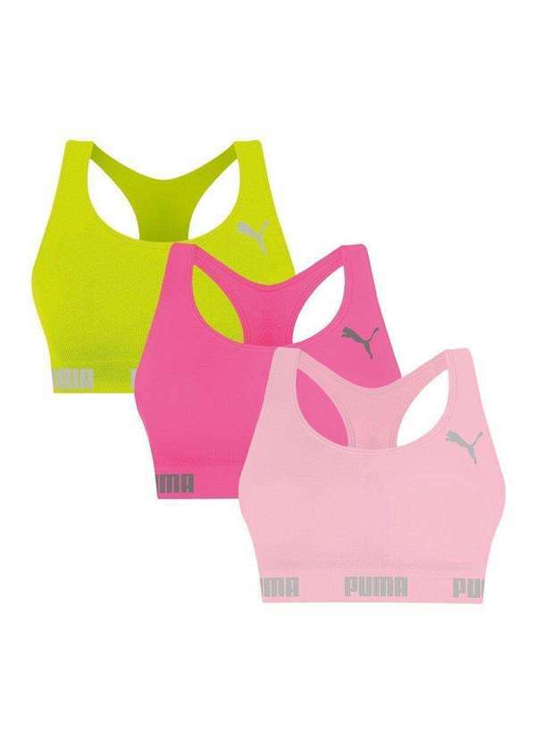 Puma - Kit 3 Tops Puma Nadador sem Costura Feminino Verde