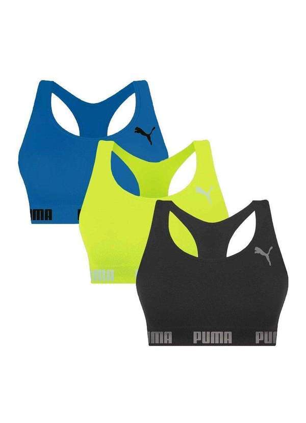 Selene - Kit 3 Tops Puma Nadador sem Costura Feminino Verde