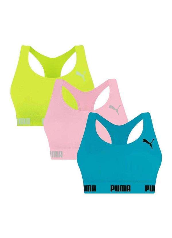 Selene - Kit 3 Tops Puma Nadador sem Costura Feminino Verde