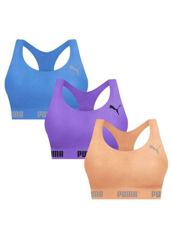 Puma - Kit 3 Tops Puma Nadador sem Costura Feminino Laranja
