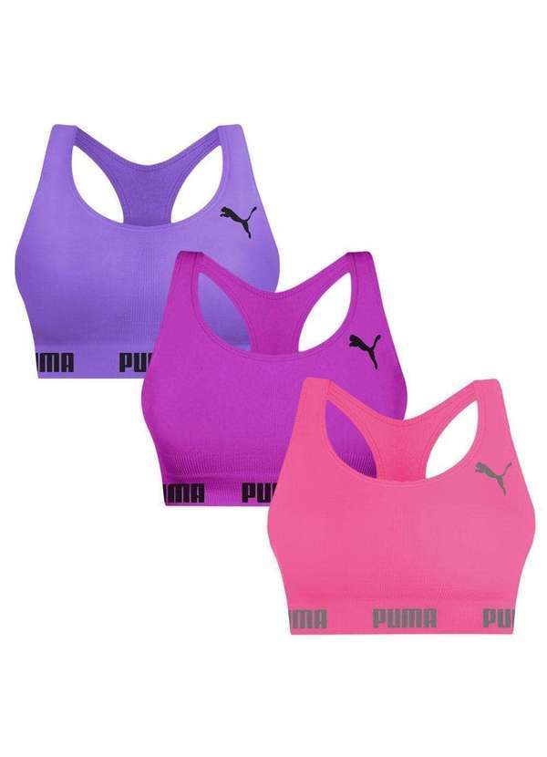 Puma - Kit 3 Tops Puma Nadador sem Costura Feminino Rosa