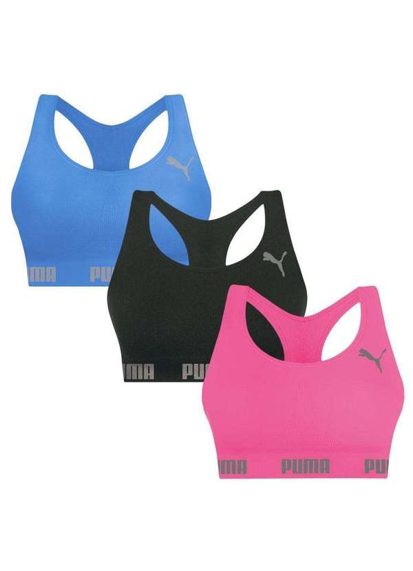 Puma - Kit 3 Tops Puma Nadador sem Costura Feminino Rosa 1