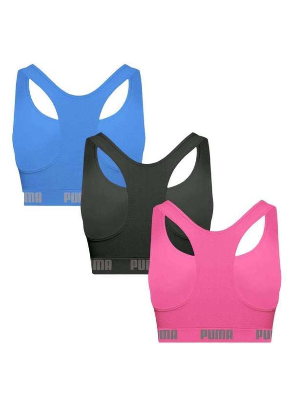 Puma - Kit 3 Tops Puma Nadador sem Costura Feminino Rosa 2