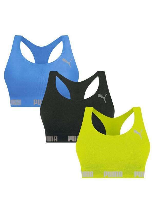 Puma - Kit 3 Tops Puma Nadador sem Costura Feminino Verde