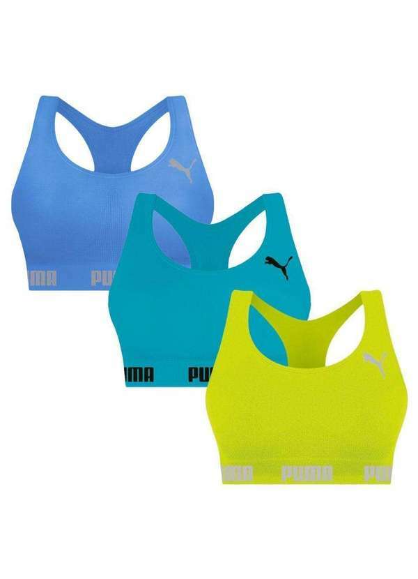 Puma - Kit 3 Tops Puma Nadador sem Costura Feminino Verde