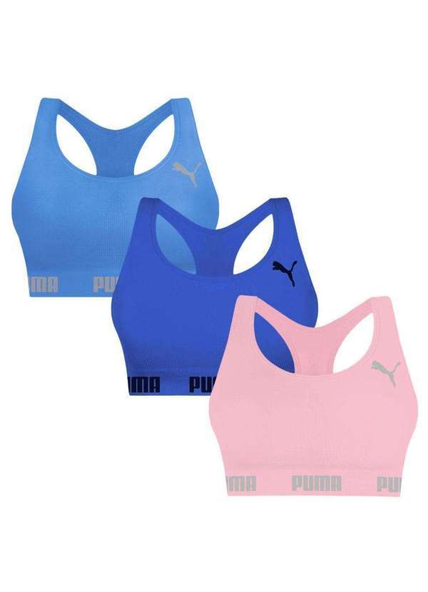 Puma - Kit 3 Tops Puma Nadador sem Costura Feminino Rosa