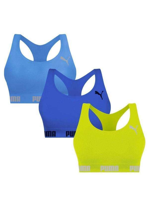 Puma - Kit 3 Tops Puma Nadador sem Costura Feminino Verde