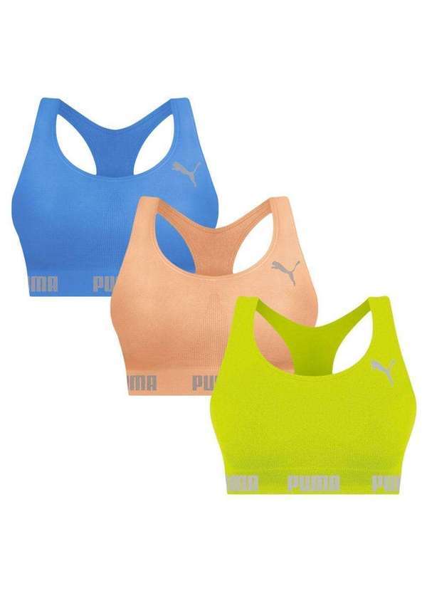 Puma - Kit 3 Tops Puma Nadador sem Costura Feminino Verde