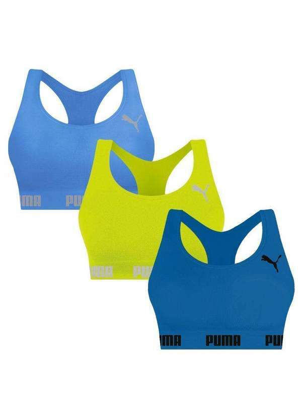 Puma - Kit 3 Tops Puma Nadador sem Costura Feminino Verde