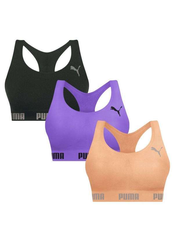 Puma - Kit 3 Tops Puma Nadador sem Costura Feminino Laranja