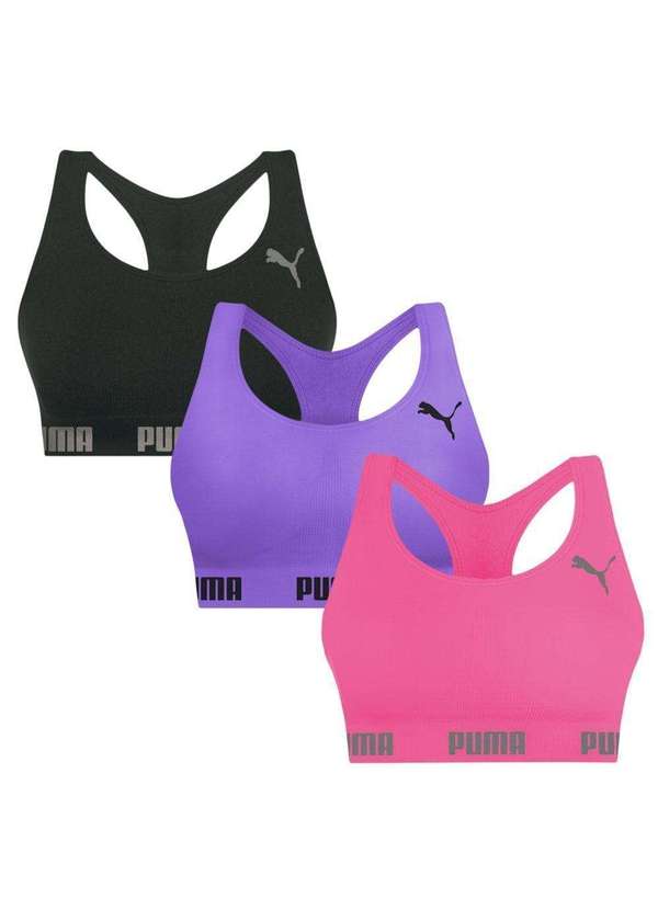 Puma - Kit 3 Tops Puma Nadador sem Costura Feminino Roxo