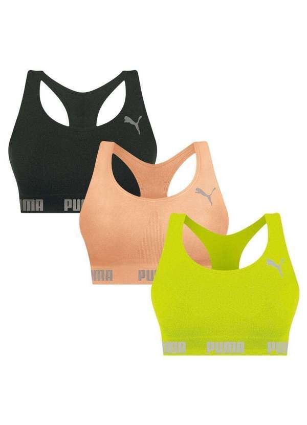 Puma - Kit 3 Tops Puma Nadador sem Costura Feminino Verde