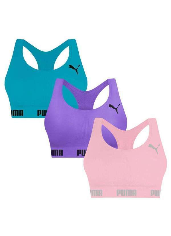 Puma - Kit 3 Tops Puma Nadador sem Costura Feminino Azul
