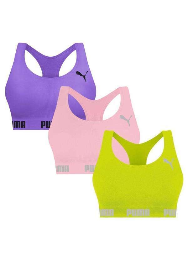Puma - Kit 3 Tops Puma Nadador sem Costura Feminino Roxo