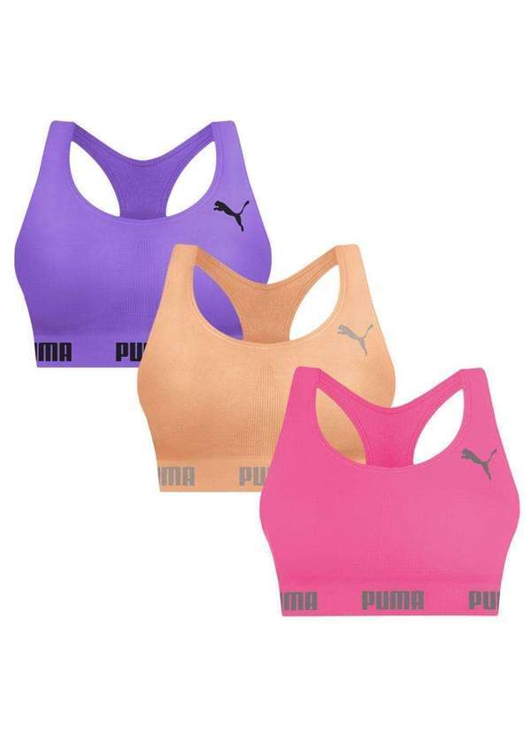 Puma - Kit 3 Tops Puma Nadador sem Costura Feminino Roxo