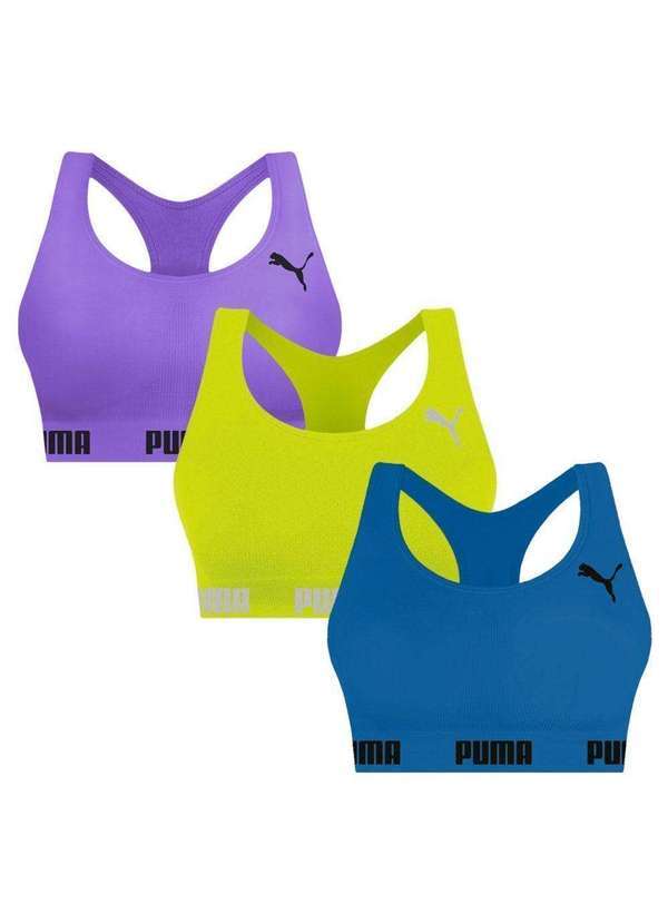 Puma - Kit 3 Tops Puma Nadador sem Costura Feminino Roxo