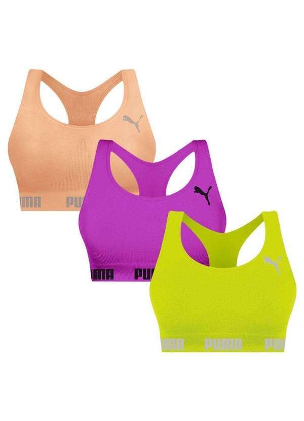 Puma - Kit 3 Tops Puma Nadador sem Costura Feminino Verde