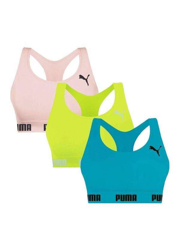 Puma - Kit 3 Tops Puma Nadador sem Costura Feminino Verde