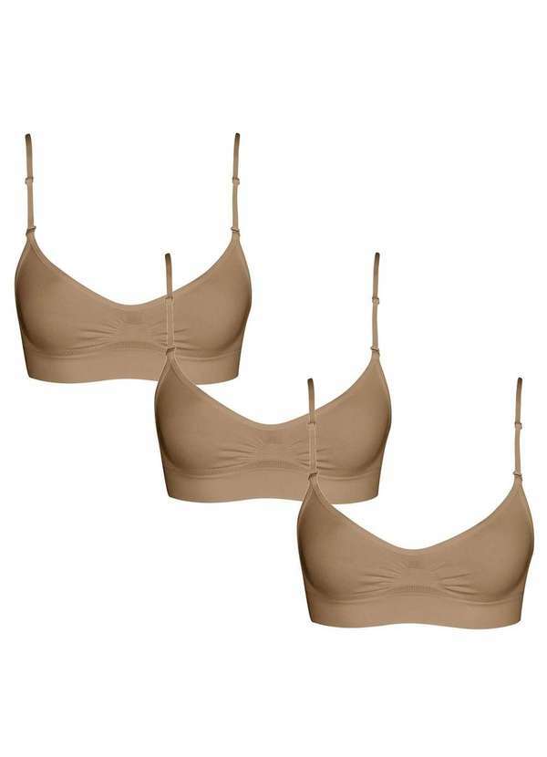 Selene - Kit 3 Tops Selene Regulável sem Costura Feminino - Chocolate Bege