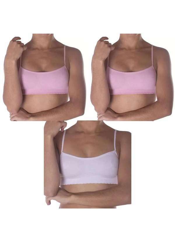 Puma - Kit 3 Tops Selene sem Costura Infantil Rosa