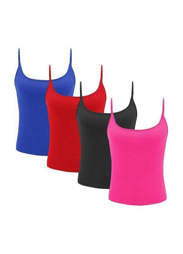 Pmc - Kit 4 Regatas de Alcinha Pmc Básica Feminina Azul