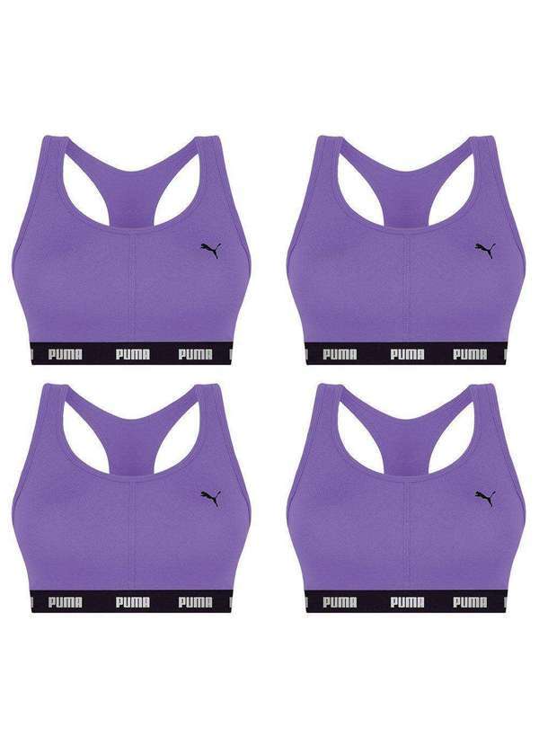 Puma - Kit 4 Tops Puma Nadador com Bojo Feminino Roxo