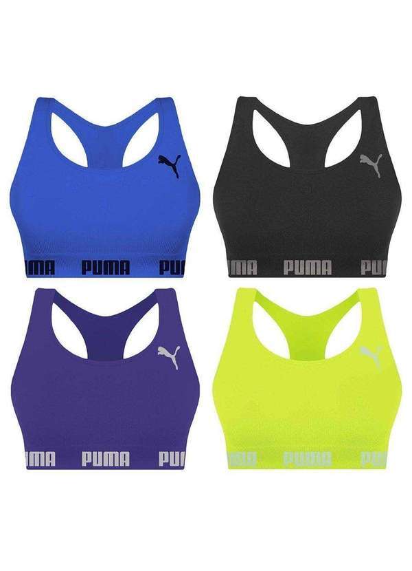 Puma - Kit 4 Tops Puma Nadador sem Costura Feminino Azul