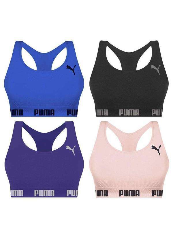 Puma - Kit 4 Tops Puma Nadador sem Costura Feminino Azul