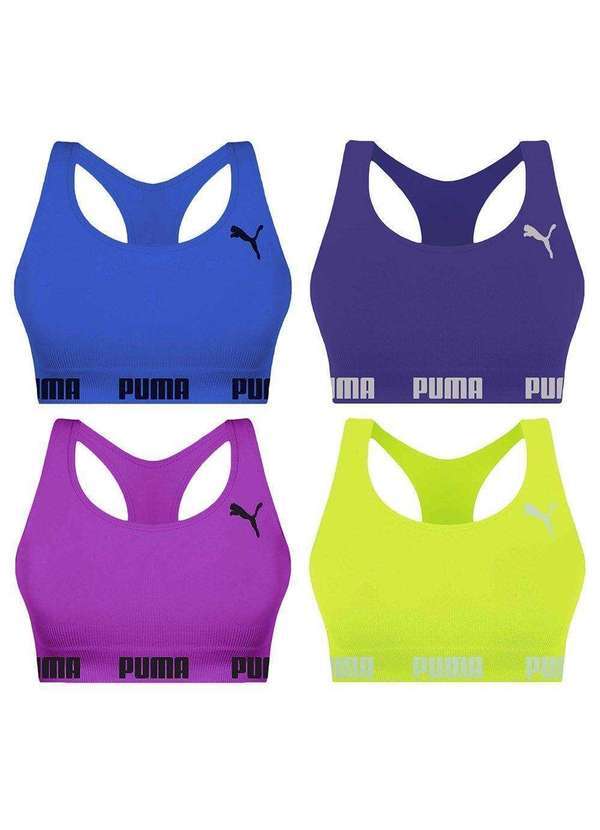 Puma - Kit 4 Tops Puma Nadador sem Costura Feminino Azul