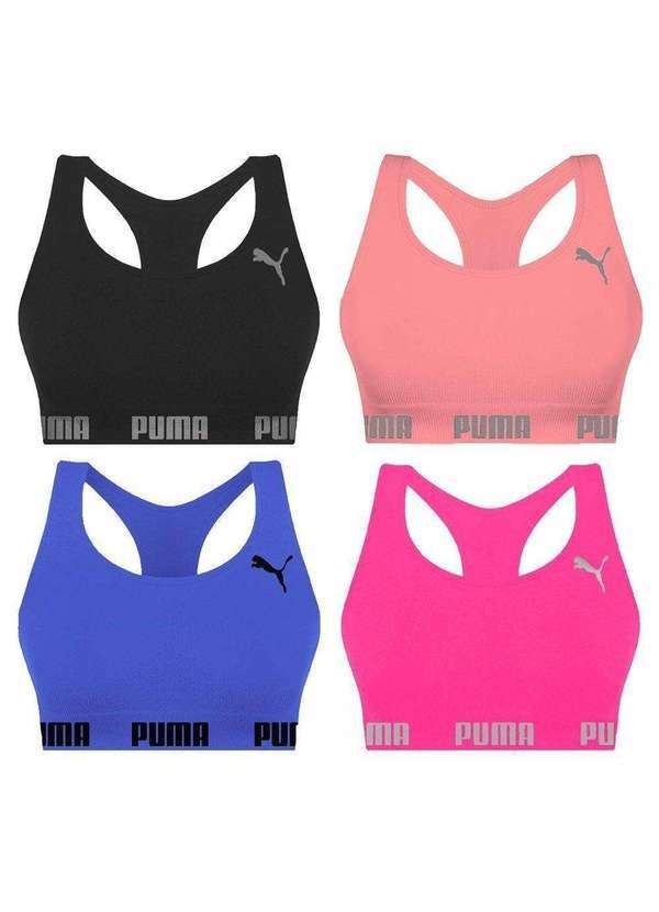 Puma - Kit 4 Tops Puma Nadador sem Costura Feminino Azul
