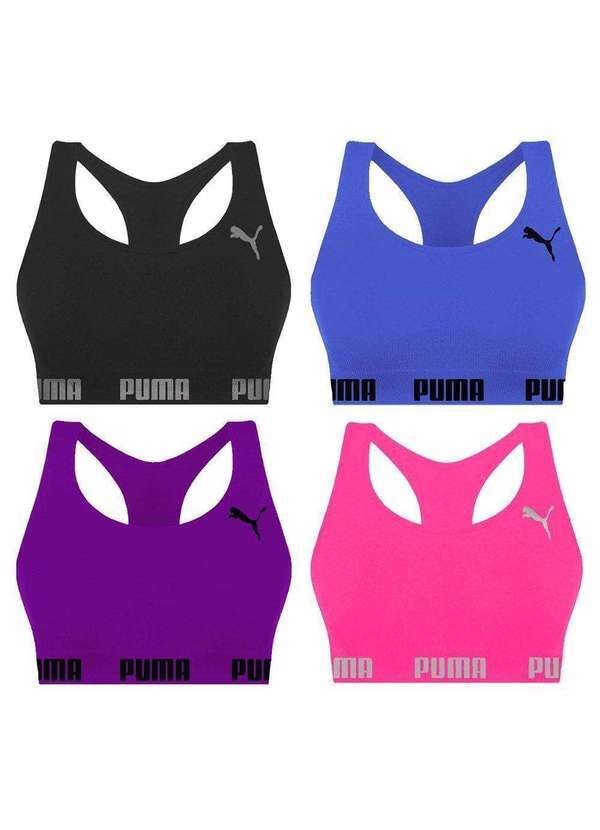 Puma - Kit 4 Tops Puma Nadador sem Costura Feminino Azul